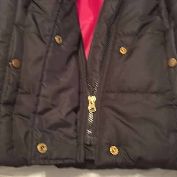 NWT Krush M faux fur hooded jacket zip up/ button up black/ pink lining - Picture 3 of 8